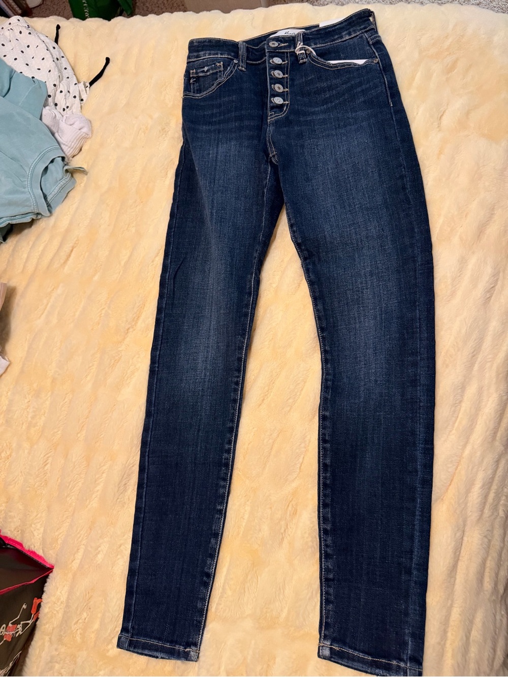 KanCan Dark Blue High-Rise Skinny Jeans with Button Fly